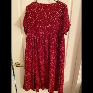 Shein Red High Waisted A Line Polka Dot Dress Size XL